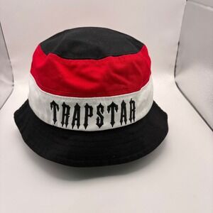 Trapstar Bucket Hat Black Red White Logo‎ Streetwear Fashion